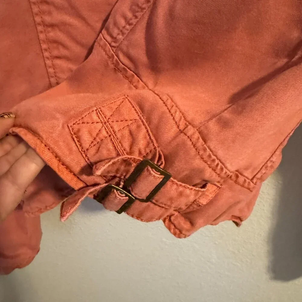 Max Jeans Moto Jacket Women’s XS Rusty Coral Lightweight Asymmetrical Zip-Up - Picture 5 of 6